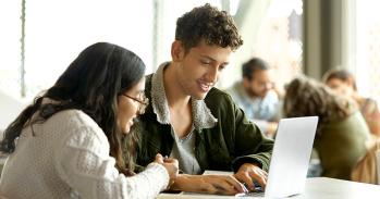 Students studying online.