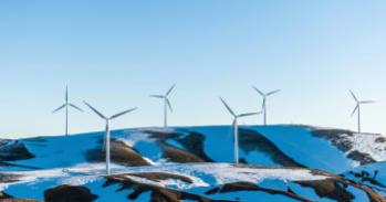 A wind farm in winter.