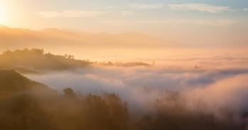 misty mountain scene