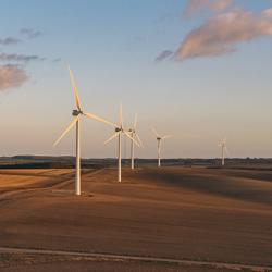 Aerial shot of wind farm