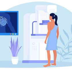 Illustration of a woman getting a breast screening test