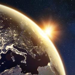 Sunrise on planet Earth viewed from space