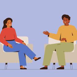 People sitting in chairs chatting - illustration 