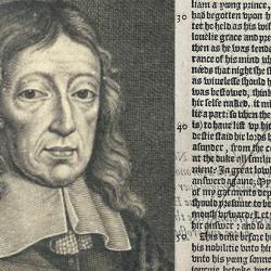 John Milton and a page from Holinshed's Chronicles preserving Milton's censorship of a lewd anecdote