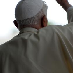Pope Benedict XVI prays in front of the image of Our Lady of Fatima after arriving to catholic Fatima shrine in central Portugal, May 12, 2010