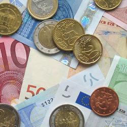 Euro bank notes and coins