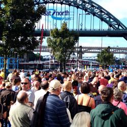 Crowds on Newcastle Quayside for the Great North Run in 2013. Photo: Glen Bowman