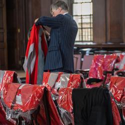 Honorary degree ceremony preparations in Senate House.