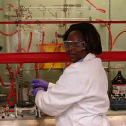 Dr Sabina Wachira, a THRiVE postdoctoral fellow from icipe in Kenya, who visited her Cambridge mentor (Dr David Spring of the Department of Chemistry)'s lab in 2012
