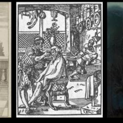 Portrait of Andreas Eberhard Rauber (1575/ around 1700); Barbershop in ‘The Book of Trades’ (‘Das Ständebuch’), Frankfurt am Main, 1568; portrait of Lucas Cranach the Elder