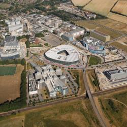 Aerial view of Cambridge Biomedical Campus