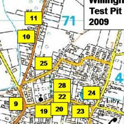 Map of test pits from the Willingham dig