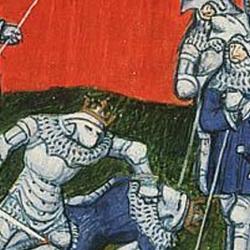 Enrique of Transtamare kills his half-brother Pedro I, king of Leon and Castile