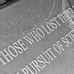 Inscription on the new memorial at SPRI