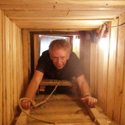 Hugh in the recreated tunnel at Zagan
