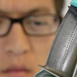 A jet engine turbine blade.