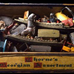 Tin toys from the 1930s–1950s. 