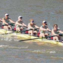 Cambridge University Women’s Boat Club Openweight crew rowing during the 2017 Boat Race on the river Thames in London. The Cambridge women’s crew beat Oxford in the race. The members of this crew were among those analysed in the study.  