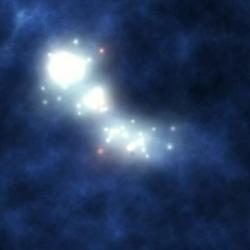 Artist's impression of stars springing up out of the darkness