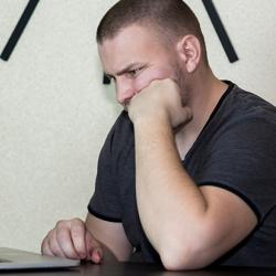 Man working at a laptop