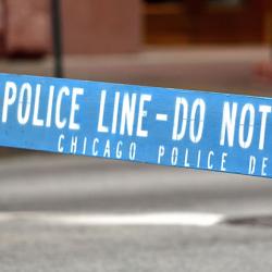 Police line in Chicago, Illinois, USA