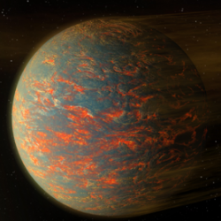 Illustration of the hot lava world 55 Cancri e