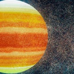 Artistic impression of a habitable planet near a pulsar (right)