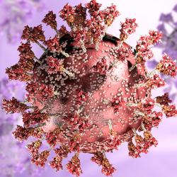 Covid-19 seen under the microscope. SARS-CoV-2, 3D rendering