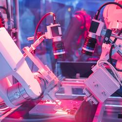 Robots on a manufacturing line
