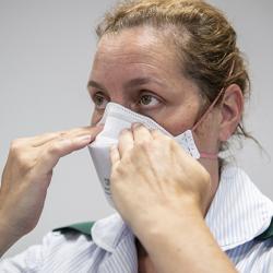 Healthcare worker wearing FFP3 mask