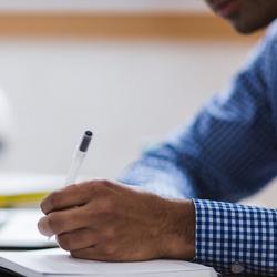 Man using laptop in office