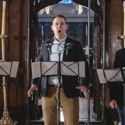 Anush Hovhannisyan (soprano), Samuel Sakker (tenor), and Arshak Kuzikyan (bass-baritone) record the trio finale with pianist and musicologist David Trippett, in Jesus College Chapel, University of Cambridge 