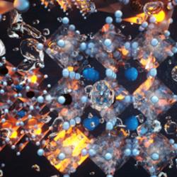 Artist’s impression of glowing halide perovskite nanocrystals