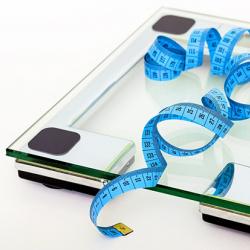 Weighing scales and tape measure
