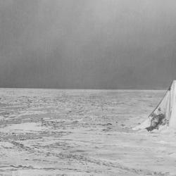 This photograph is a composite image made by Ponting to  capture the desolation of the Polar Party.