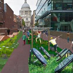 Collage imagining a challenging 'Active Urbanism' route applied to Sermon Lane in London