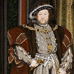 Holbein’s satirical depictions of authority figures, such as the King in the Dance Of Death (left), are a far cry from later work such as his iconic portrait of Henry VIII (right).