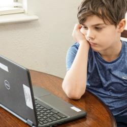 Boy taking part in a virtual lesson