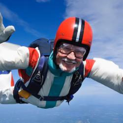 Older man skydiving
