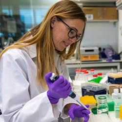 Madeline Lancaster in a lab