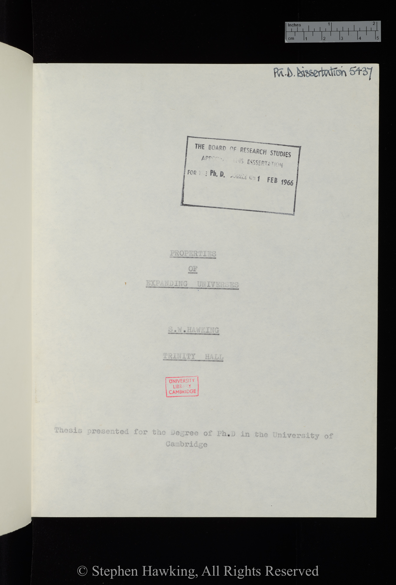 Title page of Stephen Hawking s