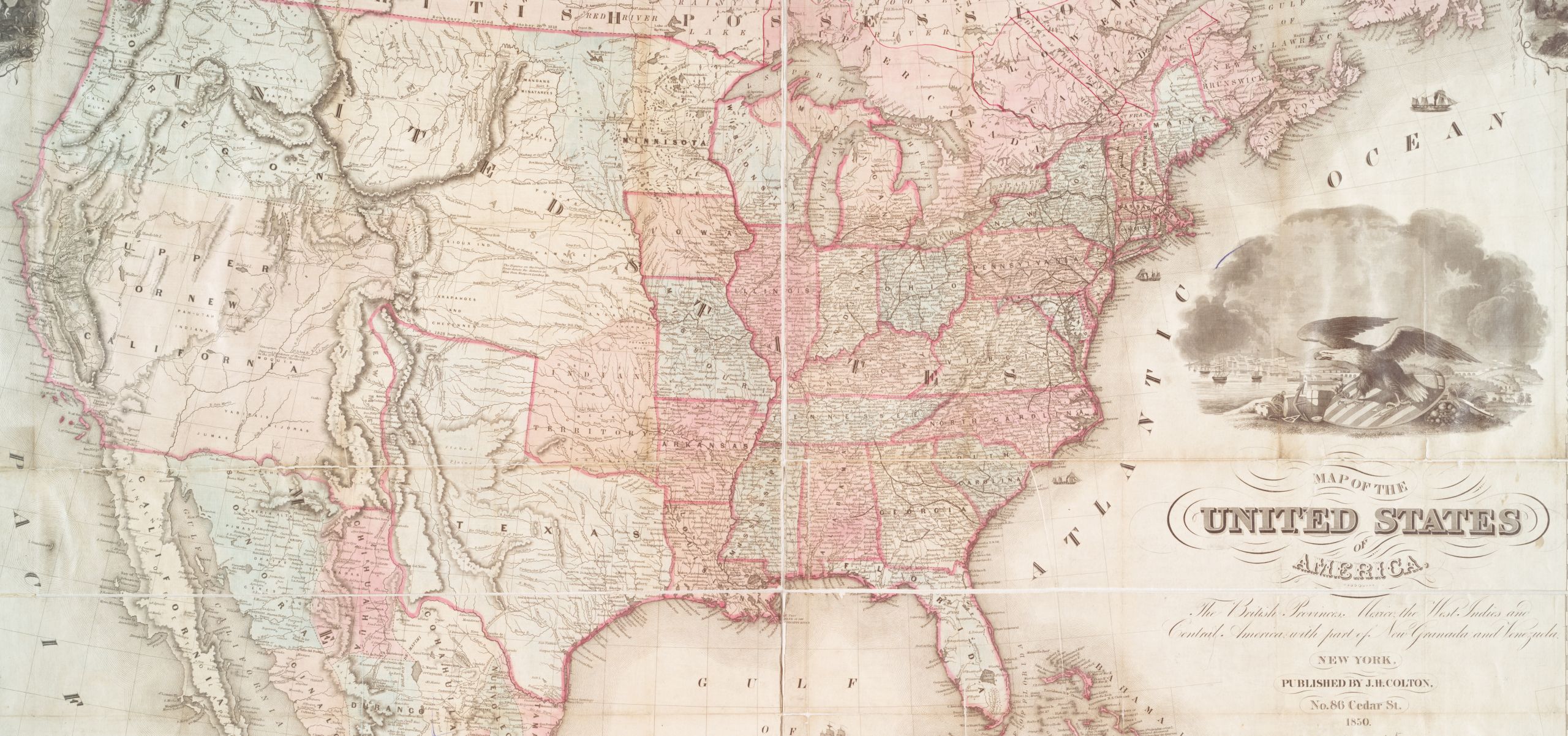 Map of the United States of America, the British provinces, Mexico, the West Indies and Central America, with part of New Granada and Venezuela (New York, 1850). From The New York Public Library