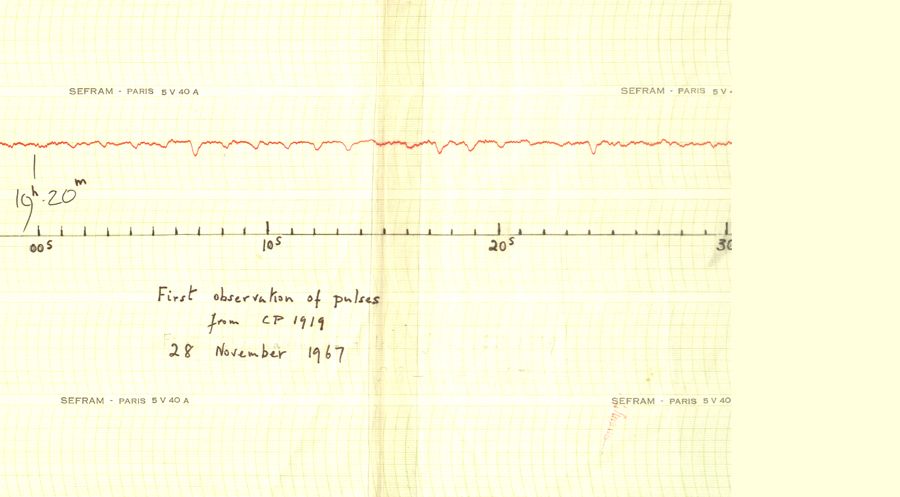 Recording of a pulsar from 28 November 1967