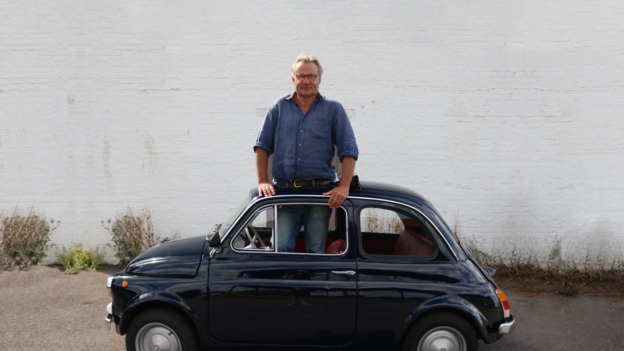 Richard Watson in a Fiat 500