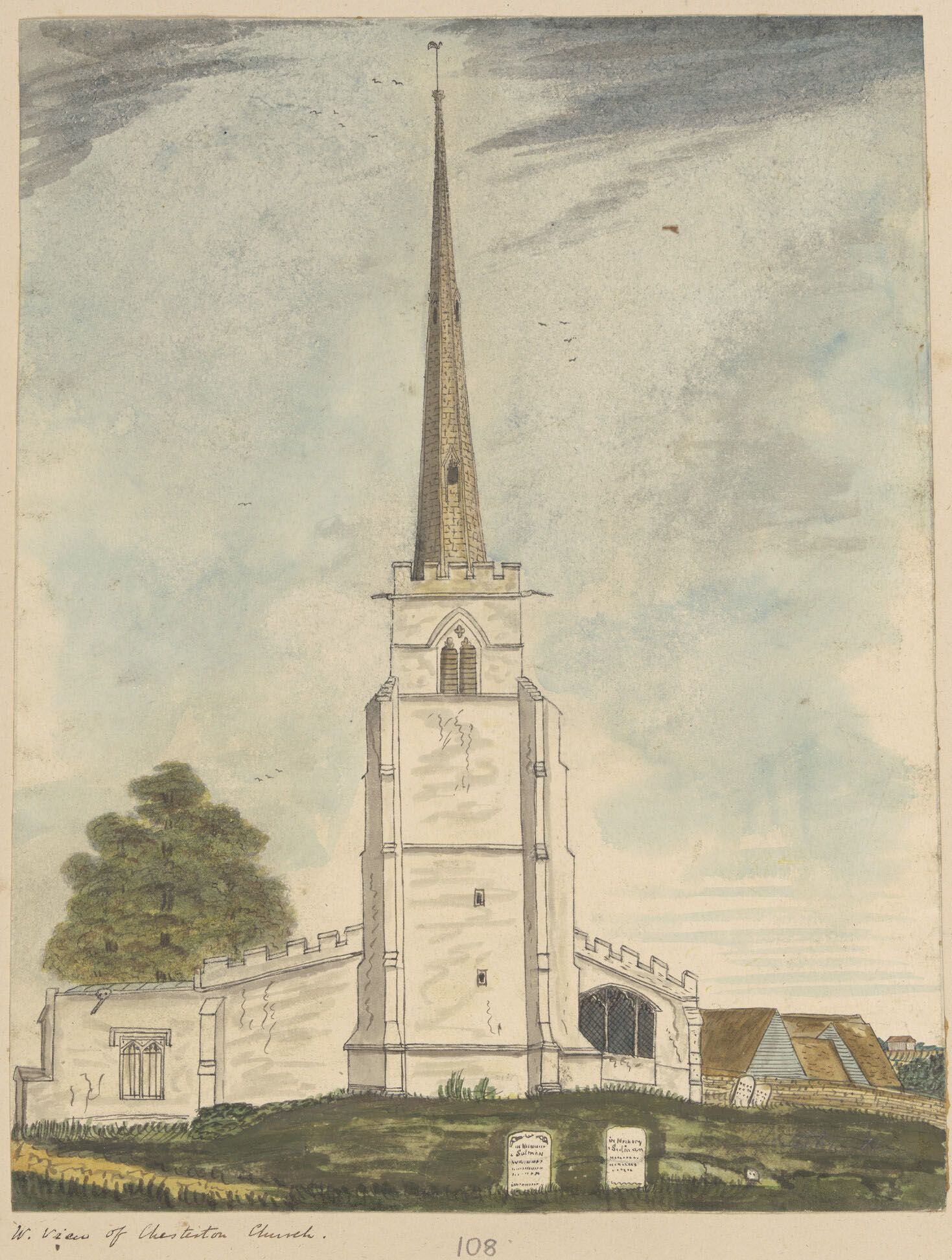 A drawing of St Andrews Church in Chesterton, Cambridge