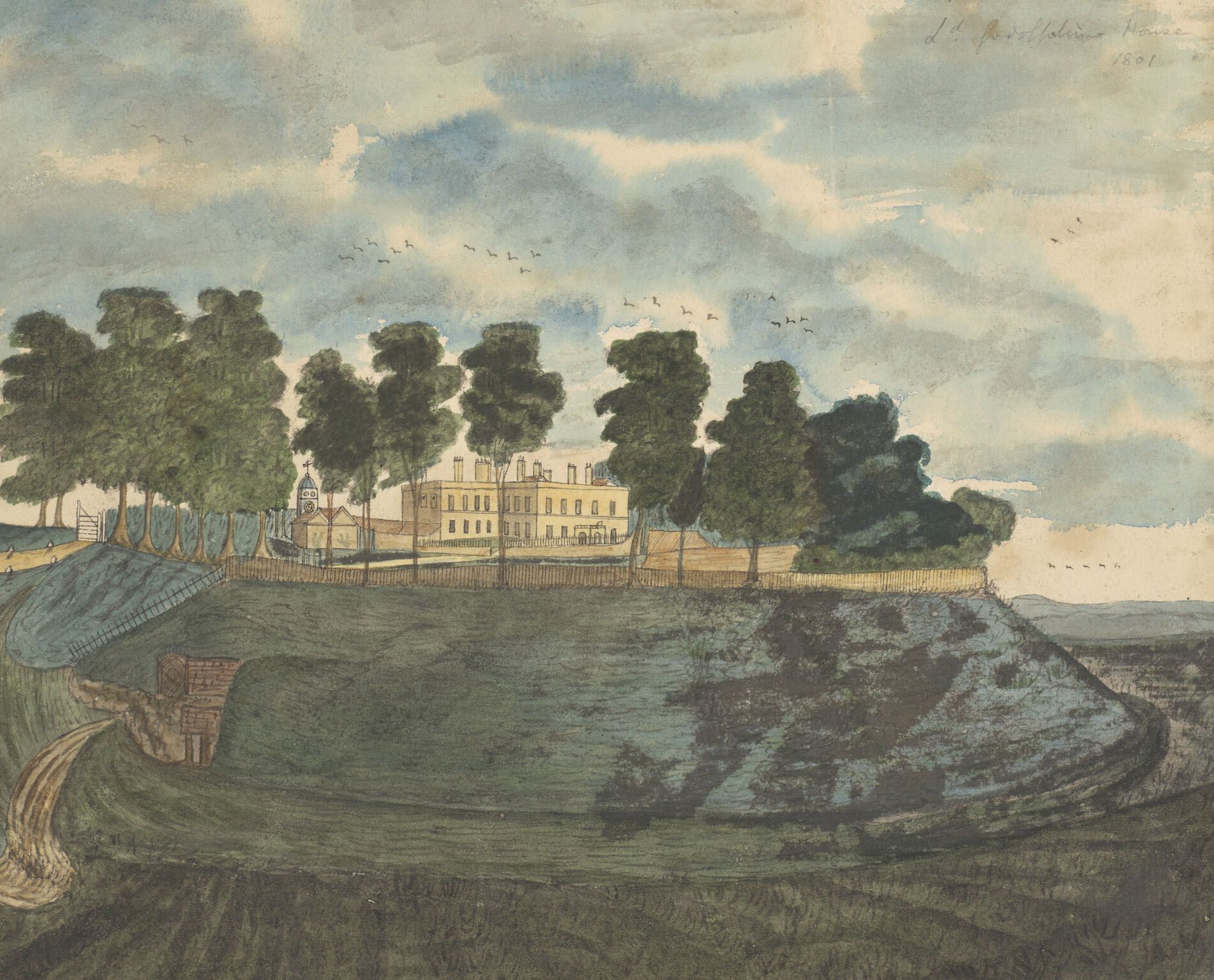 Drawing of the iron age fort at Wandlebury