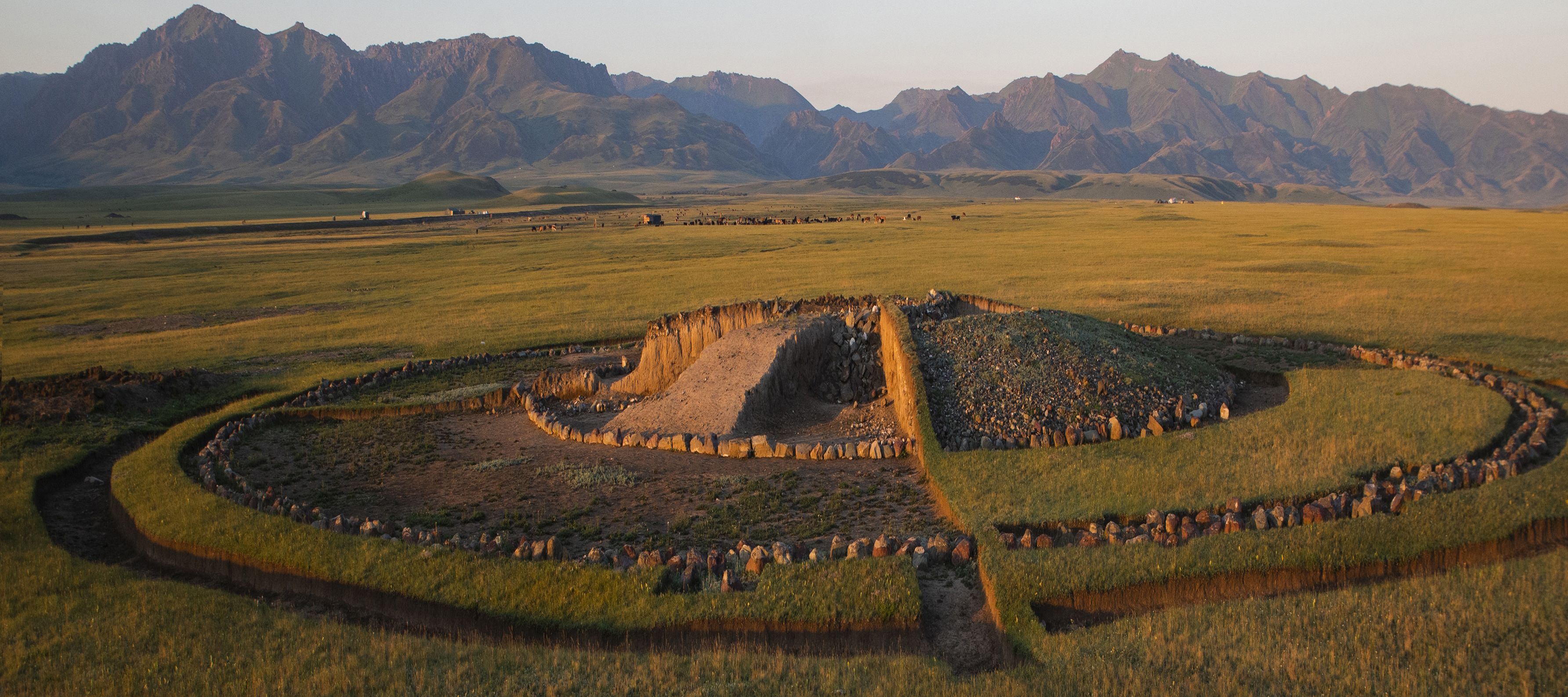 Excavated Saka burial mound, Kurgan 4, at Eleke Sazy. Image: Yevgeniy Domashev