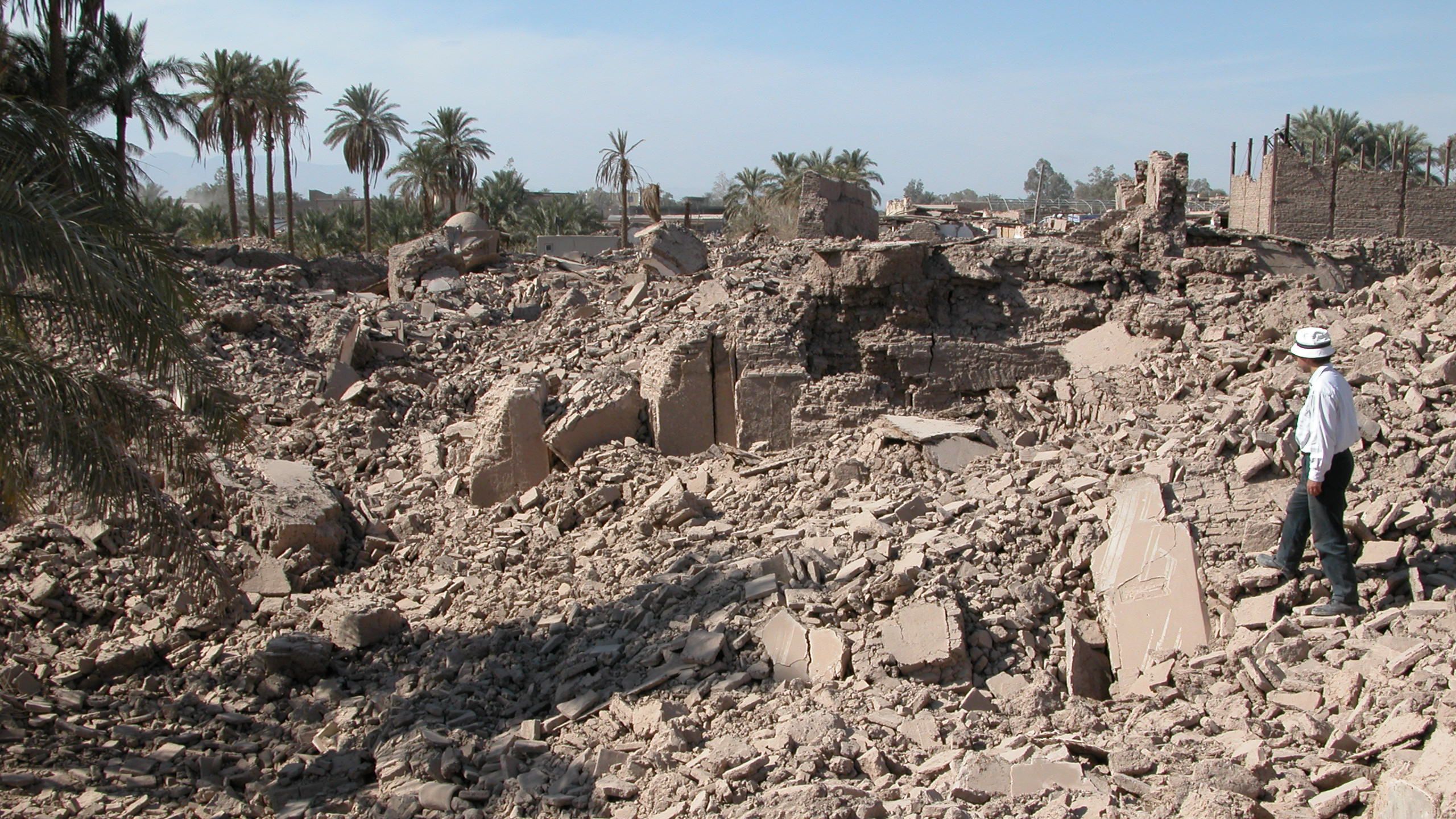 Damage in Bam, Iran after a 2003 earthquake of magnitude 6.6 that killed 30,000 people.