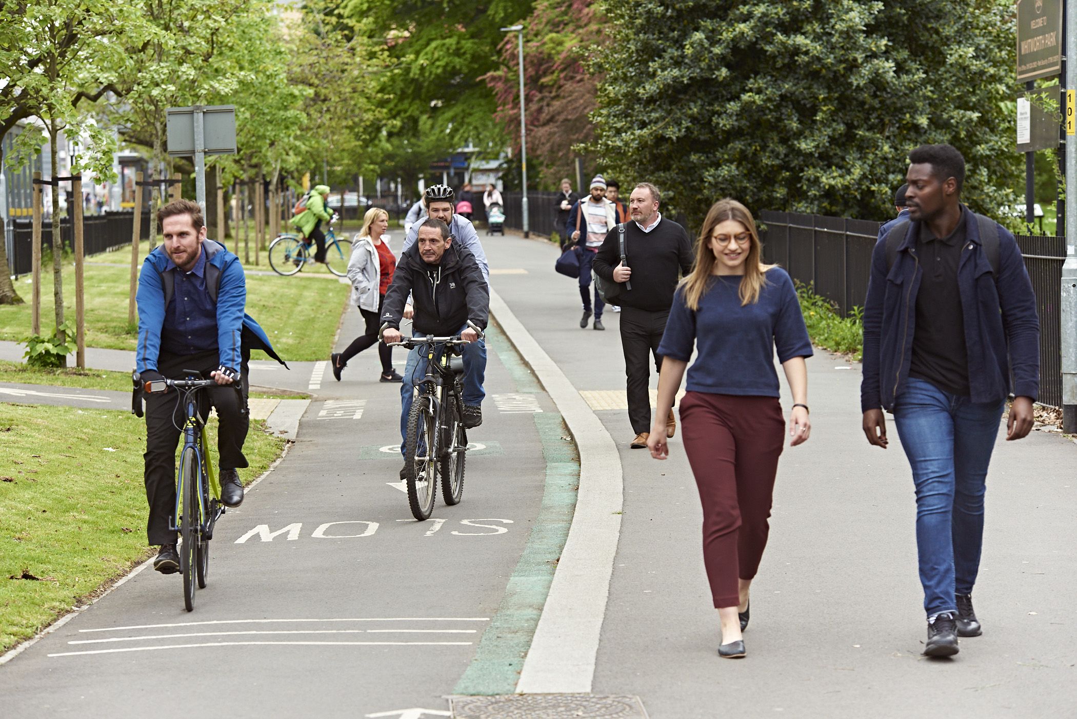 Dedicated paths for cycling and walking, Manchester. Credit: Transport for Greater Manchester