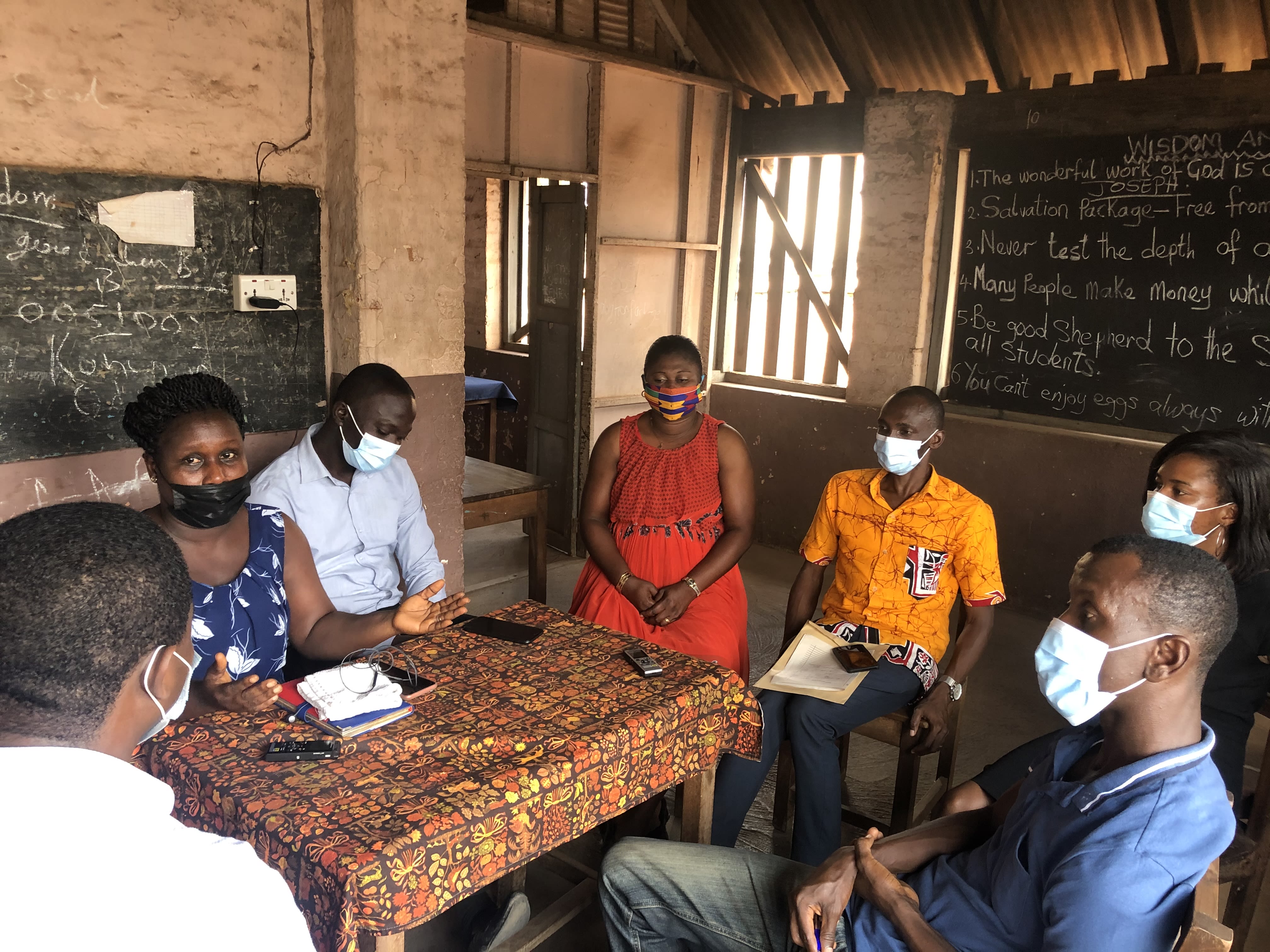 Teachers speaking in classroom